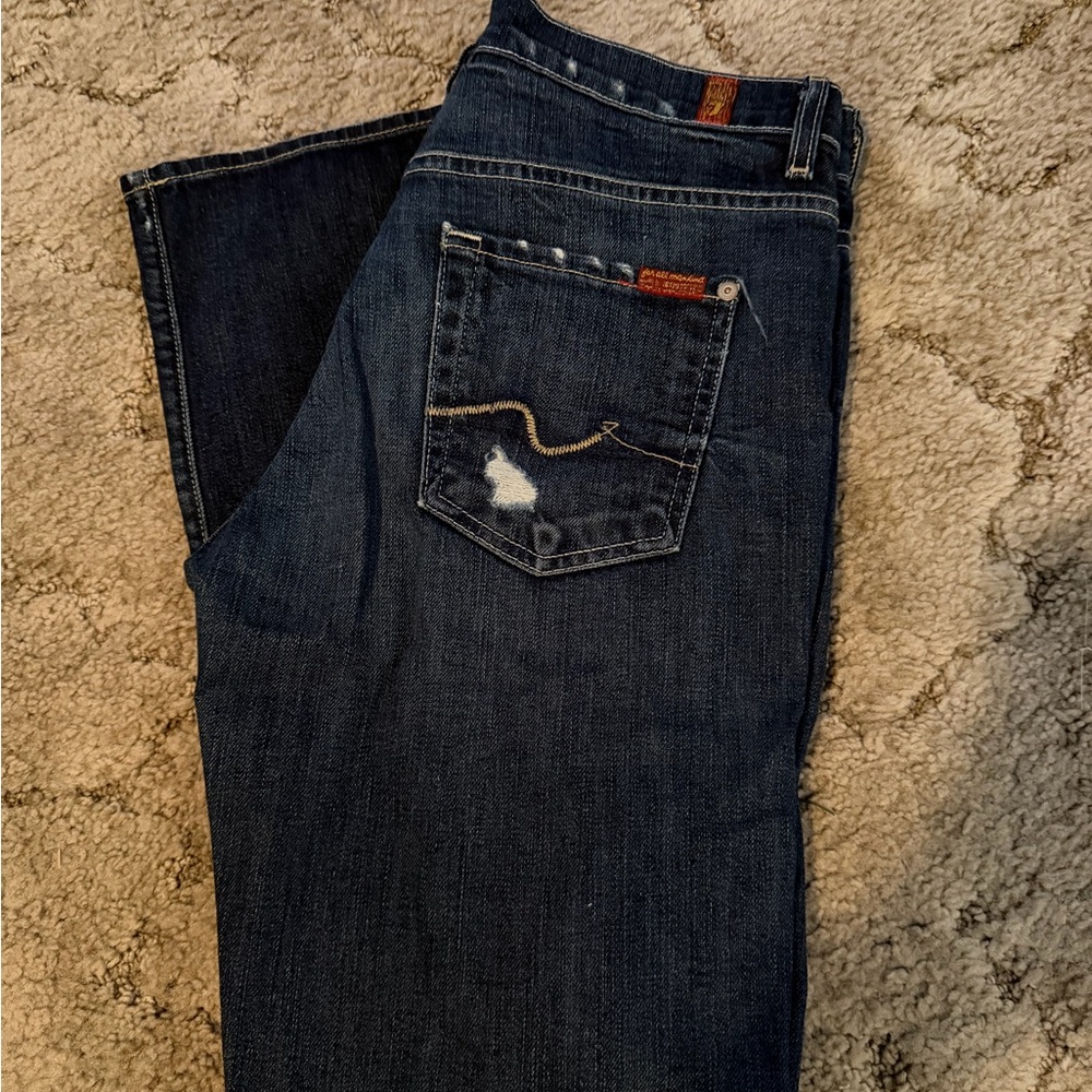 7 For All Mankind Dark Blue Ankle Jeans